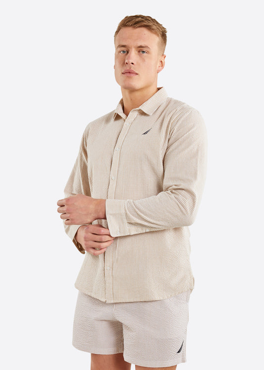 Nautica Mitchell Long Sleeve Shirt - Wheat -Front