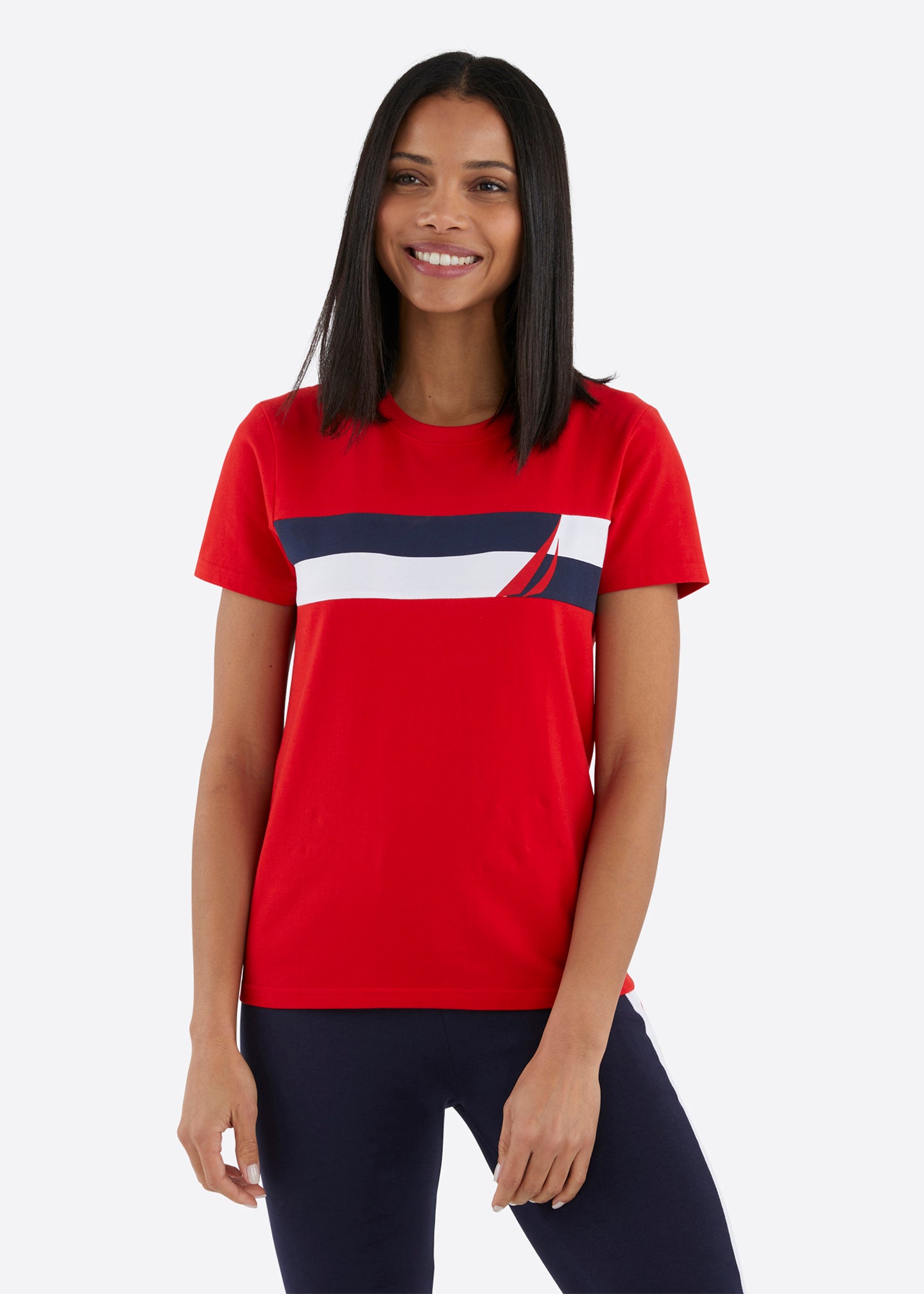 Nautica Ladies' Logo Tee Medium Size V-Neck Female Short Sleeve T Shirts  for Women 