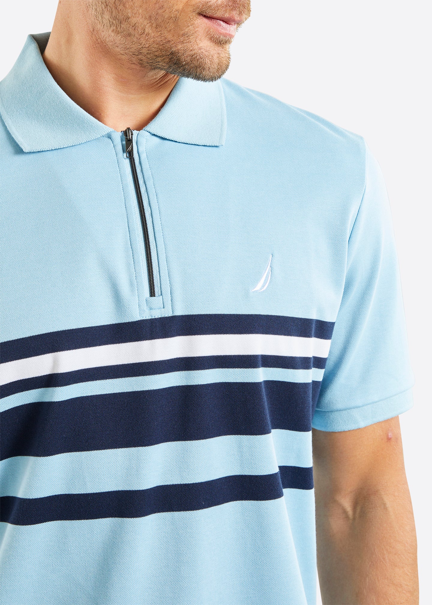 Nautica Princeton Polo Shirt - Sky Blue - Detail