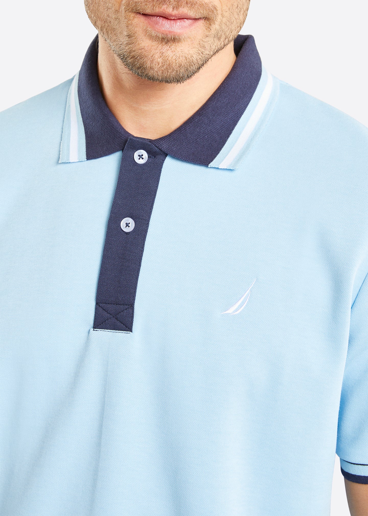 Nautica Langley Polo Shirt - Sky Blue - Detail