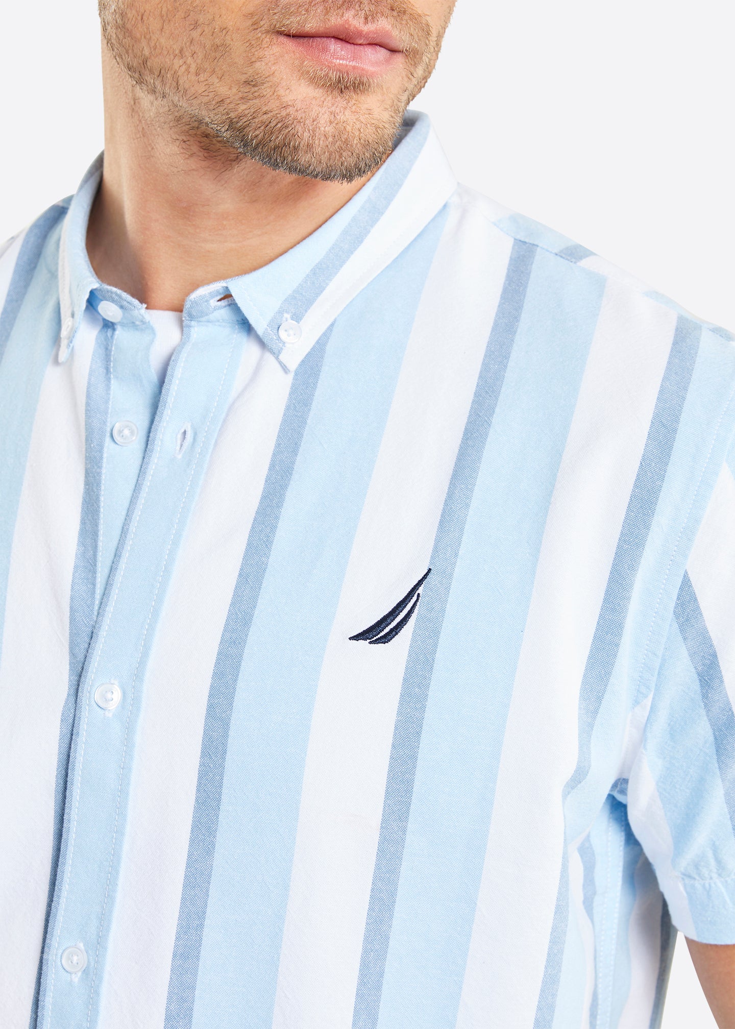 Nautica Rupert Short Sleeve Shirt - Sky Blue - Detail