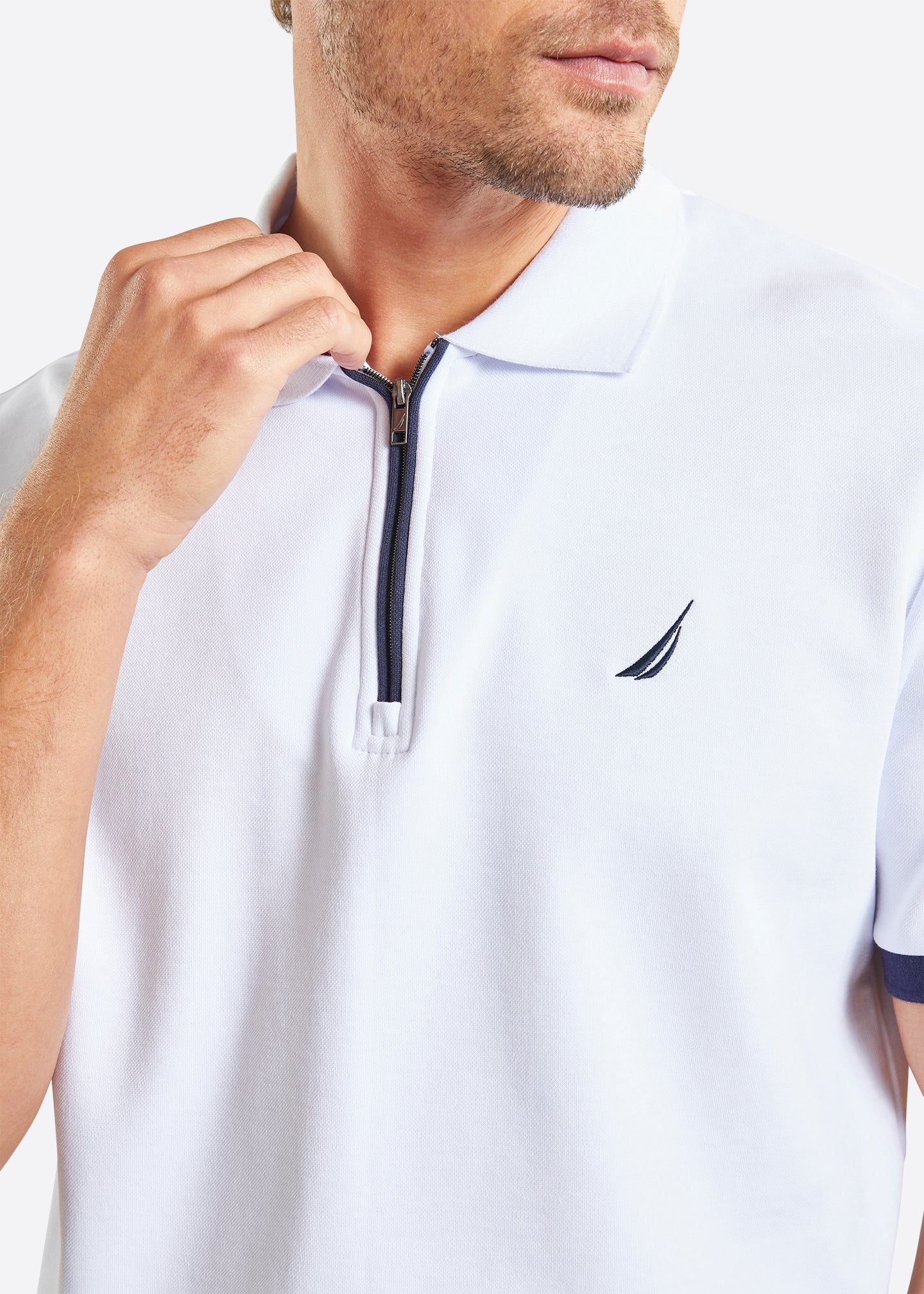 Nautica Halifax Polo Shirt - White - Detail