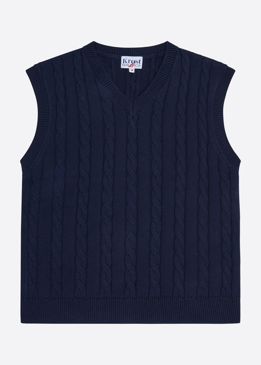 Nautica x Krost Cableknit V-Neck Vest - Navy